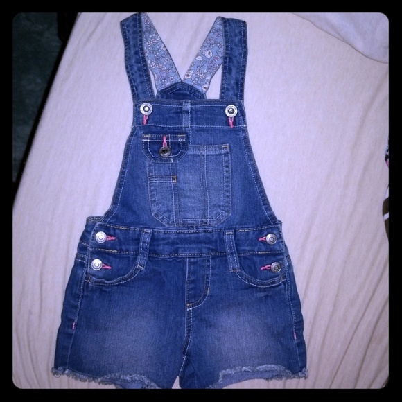 GIRLS BLUE JEAN OVERALLS SIZE XS 4-5 - Picture 1 of 4